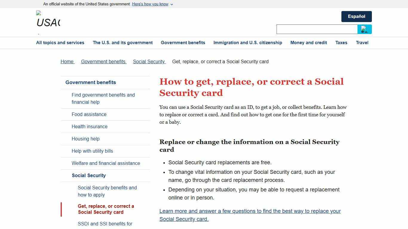 How to get, replace, or correct a Social Security card USAGov